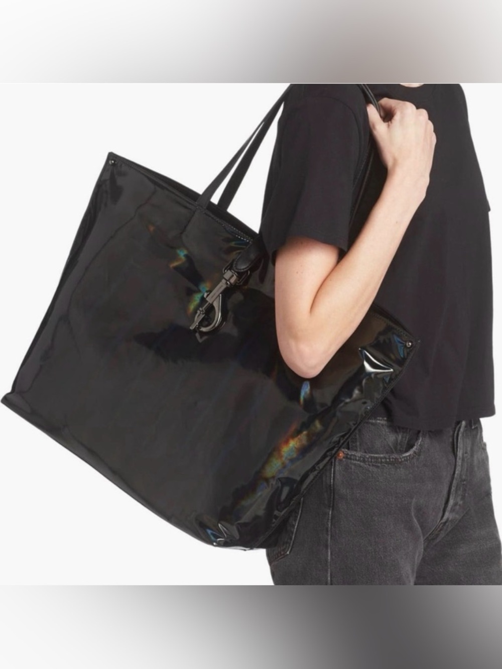Rebecca Minkoff Black High-Shine Tote Bag